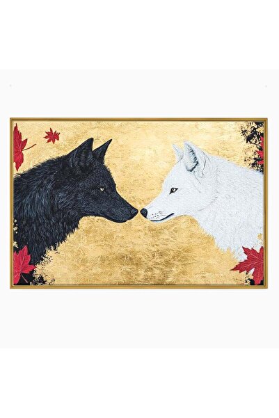 Luxcanva Tablou Canvas Sub Frunze de Artar 100x70 cm cu Rama Auriu Sub Frunze...