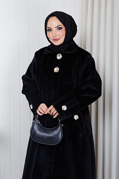 Pamuk Butik معطف نسائي مبطن بتفاصيل بروش