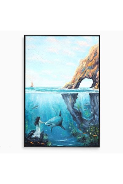 Luxcanva Tablou Canvas Chemarea Apelor 50x70 cm cu Rama Negru Chemarea Apelor...