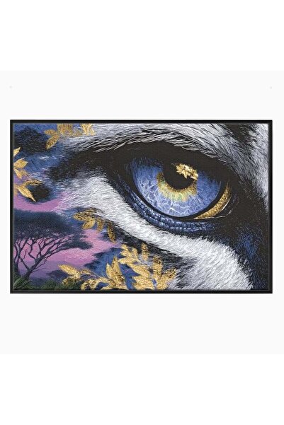 Luxcanva Tablou Canvas Ochiul Savanei 150x100 cm cu Rama Negru Ochiul Savanei...