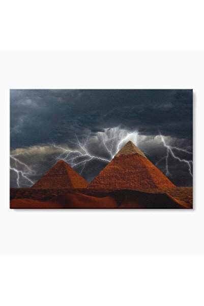 Luxcanva Tablou Canvas Piramide sub Furtuna Zeilor 150x100 cm pe Sasiu Lemn P...