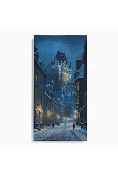 Luxcanva Tablou Canvas Strazi sub Ninsoare 50x100 cm pe Sasiu Lemn Strazi sub...