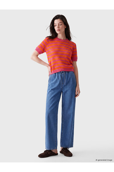 LC Waikiki Elastic Waist Wideleg Women's Jean Trousers