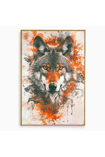 Luxcanva Tablou Canvas Focul Interior 50x70 cm cu Rama Auriu Focul Interior L...