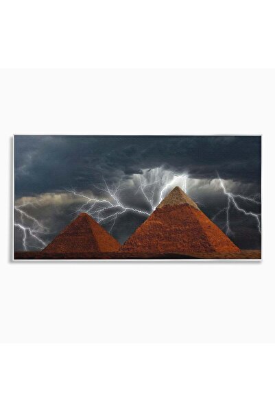 Luxcanva Tablou Canvas Piramide sub Furtuna Zeilor 120x60 cm cu Rama Argintiu...