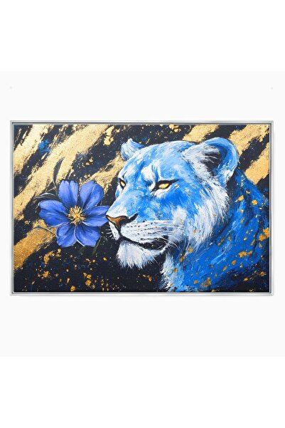 Luxcanva Tablou Canvas Leoaica de Safir 60x40 cm cu Rama Argintiu Leoaica de ...