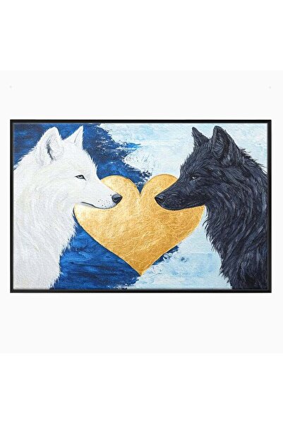 Luxcanva Tablou Canvas O Inima de Aur 150x100 cm cu Rama Negru O Inima de Aur...