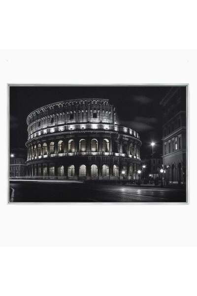 Luxcanva Tablou Canvas Colosseumul in Tacere 120x80 cm cu Rama Argintiu Colos...