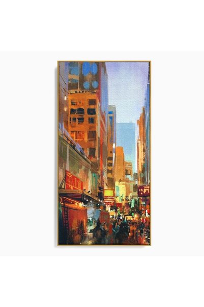 Luxcanva Tablou Canvas Times Square in Culori cm cu Rama Auriu Times Square i...