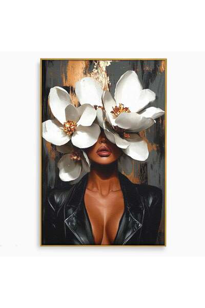 Luxcanva Tablou Canvas Magnolii si Piele 40x60 cm cu Rama Auriu Magnolii si P...