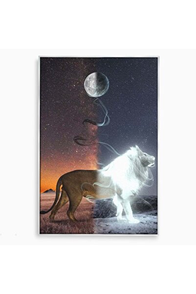 Luxcanva Tablou Canvas Chemarea Lunii 50x70 cm cu Rama Argintiu Chemarea Luni...