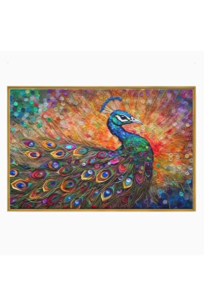Luxcanva Tablou Canvas Valsul Culorilor 100x70 cm cu Rama Auriu Valsul Culori...