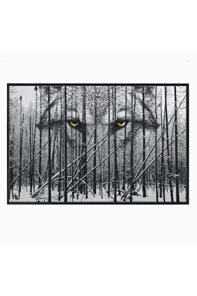 Luxcanva Tablou Canvas Paznic in Umbra Padurii 70x50 cm cu Rama Negru Paznic ...
