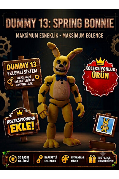 FNAF Spring Bonnie Figürü Dummy 13 Eklemli Sistem - Five Nights at Freddy's Yüksek Hareket Kabiliyetli Karakter Çocuk Oyuncağı Sert Plastik Model
