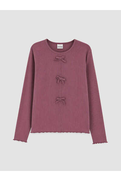 LC Waikiki Rmz Gi̇yi̇m Farkiyla Bow Detailed Girls' T-Shirt