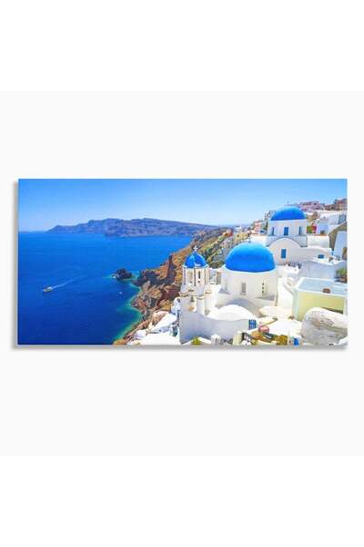 Luxcanva Tablou Canvas Eternul Santorini 100x50 cm pe Sasiu Lemn Eternul Sant...