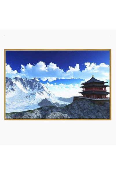 Luxcanva Tablou Canvas Armonie in Himalaya 70x50 cm cu Rama Auriu Armonie in ...