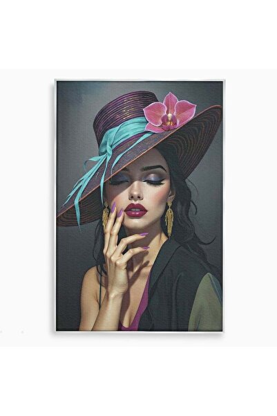 Luxcanva Tablou Canvas Femeia Contemplativa 100x150 cm cu Rama Argintiu Femei...