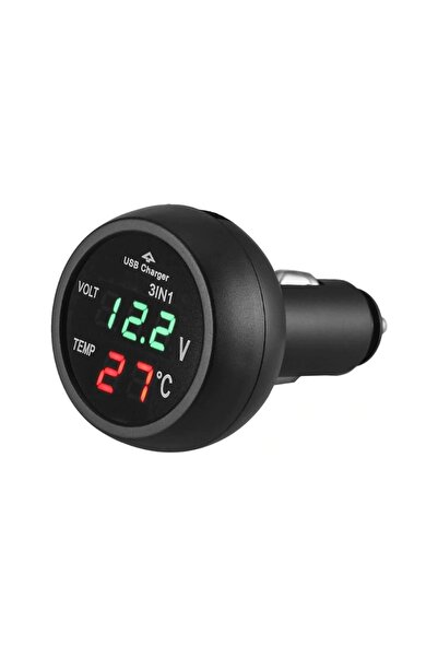 Universal Oto Çakmaklık Usb Şarj Soketi Voltmetre Termometre 12/24V (483544352)