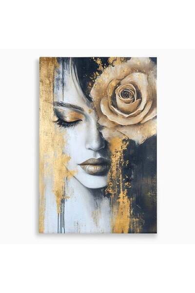 Luxcanva Tablou Canvas Regina muta 50x70 cm pe Sasiu Lemn Regina muta Gold Tr...