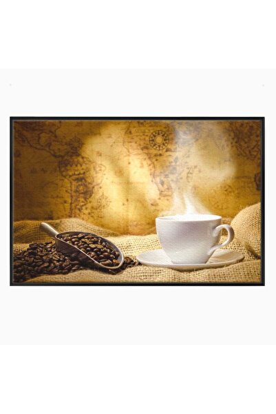 Luxcanva Tablou Canvas Lumea Cafelei 100x70 cm cu Rama Negru Lumea Cafelei Ha...