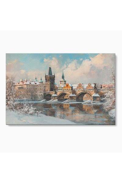 Luxcanva Tablou Canvas Podul Carol in Zapada 150x100 cm pe Sasiu Lemn Podul C...