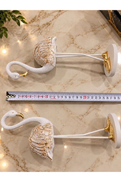 ACRES 2'li Şık Dekoratif Flamingo Biblo 27x11 Cm Dekorasyon Polyester Ev Ofis Salon Hediyelik Obje