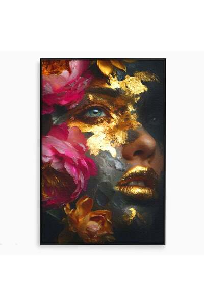 Luxcanva Tablou Canvas Persefona de Aur 100x150 cm cu Rama Negru Persefona de...