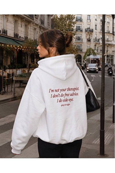 JANTIL MODA Unisex Oversize 3 Threaded Yarn Kangaroo Pocket "I'M Not Your The...