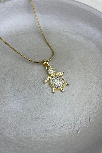 Brethils Zircon Stone Turtle Necklace 45 cm Non-Tarnish Stainless Steel Guara...