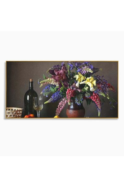 Luxcanva Tablou Canvas Rapsodie Rustica 140x70 cm cu Rama Auriu Rapsodie Rust...