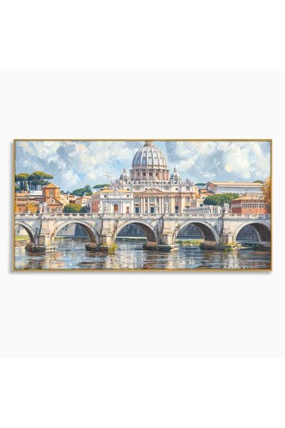 Luxcanva Tablou Canvas Calea spre Vatican 140x70 cm cu Rama Auriu Calea spre ...