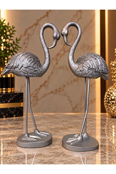 ACRES 2'li Şık Dekoratif Flamingo Biblo 27x11 Cm Dekorasyon Polyester Ev Ofis...