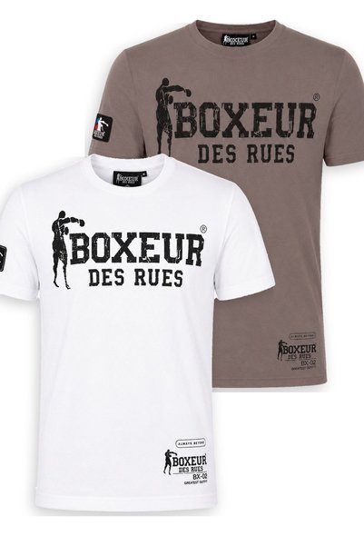 Boxeur Des Rues Мъжка тениска, комплект от 2 броя Boxeur des Rues: Бяла с чер...