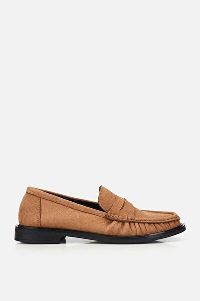 Yaya by Hotiç Kadın Taba Süet Dikiş Detaylı Loafer
