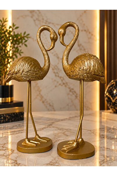 ACRES 2'li Şık Dekoratif Flamingo Biblo 27x11 Cm Dekorasyon Polyester Ev Ofis...