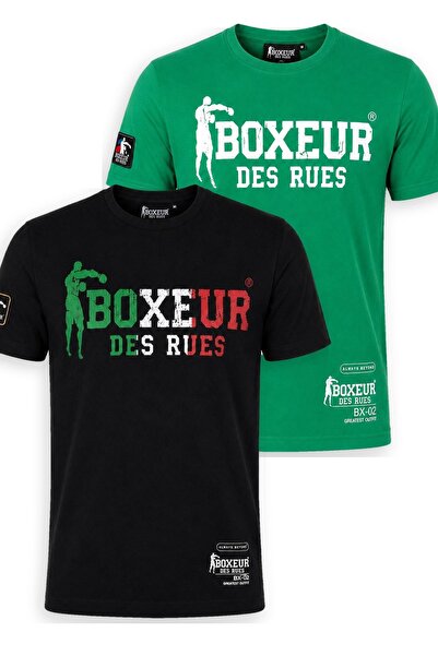 Boxeur Des Rues Tricou bărbătesc, pachet de 2, croială slim-fit: Negru cu log...
