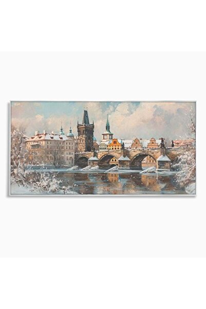Luxcanva Tablou Canvas Podul Carol in Zapada 140x70 cm cu Rama Argintiu Podul...