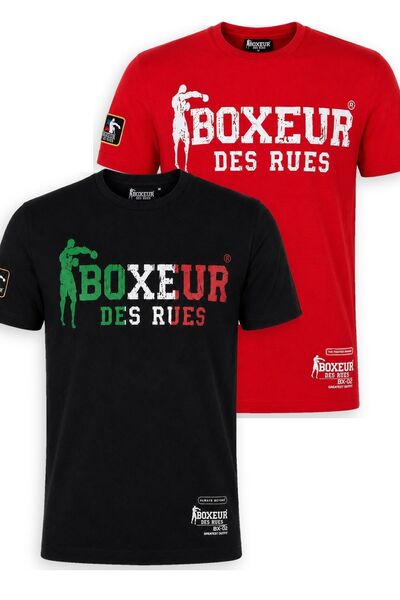Boxeur Des Rues Tricou bărbătesc, pachet de 2, croială slim-fit: Negru cu log...