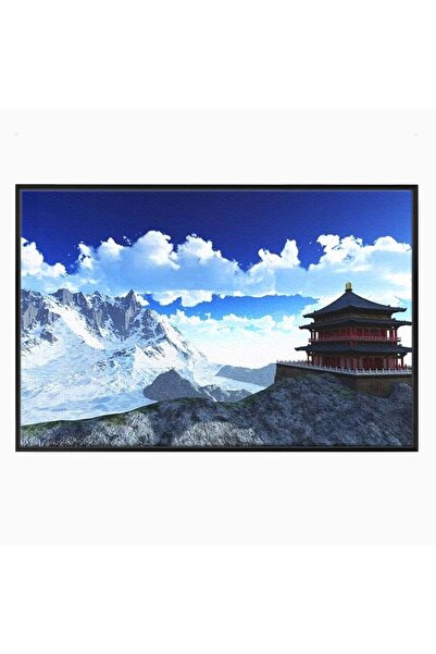 Luxcanva Tablou Canvas Armonie in Himalaya 70x50 cm cu Rama Negru Armonie in ...