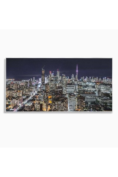 Luxcanva Tablou Canvas Orasul in Mii de Ferestre 120x60 cm cu Rama Argintiu O...