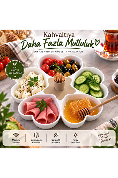Çiçek Desenli Kahvaltılık Ve Çerezlik Sunum Tabağı