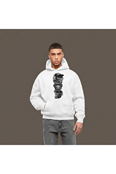 JANTIL MODA Unisex Oversize Φούτερ με κουκούλα με στάμπα  "Φιγούρες Μαϊμού με...