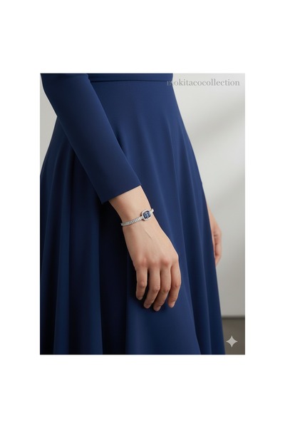 Mokita Collection Safir Mavi Baget Taşlı Gümüş Zirkon Bileklik