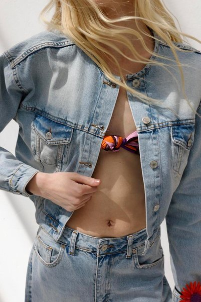 BSL Yıkama Efektli Denim Mont