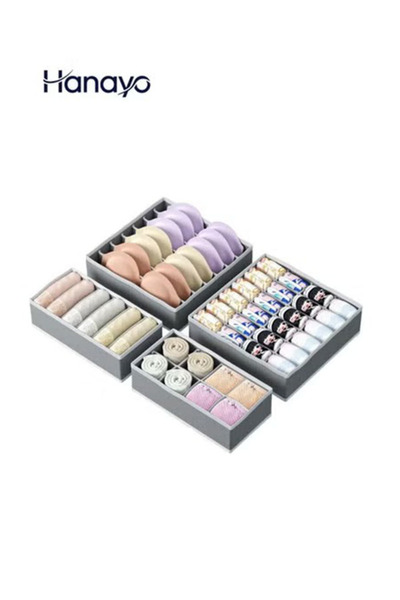 Hanayo 4 Pcs Closet Drawer Organizer Foldable Underwear and Bras Drawer Organ...