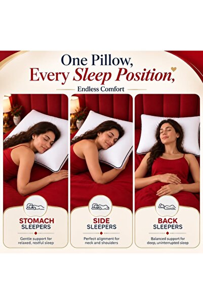 CAN Bed Pillow For Sleeping Pack of 2, Premium Soft & Fluffy Sleeping Pillows with Black Piping, Breathable Luxury Hotel Quality Bed Pillows for Side, Back & Stomach Sleepers (Queen)