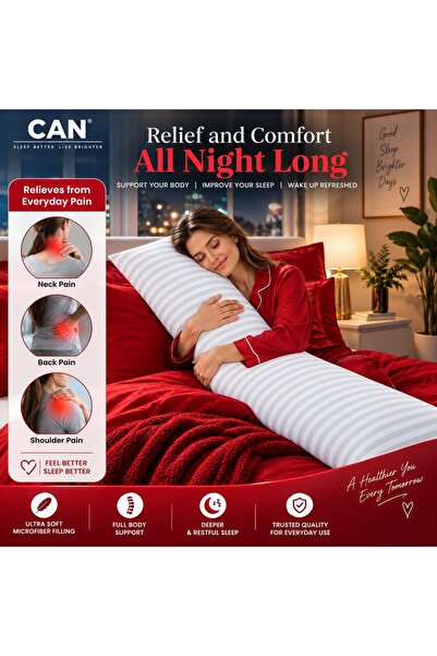 CAN Full Body Pillow 20 x 54 Inches, 2050 GM Down Alternative Long Body Pillow for Adults, Ultra Soft & Supportive Sleeping Pillow for Side Sleepers, Pregnancy, Back & Leg Support, Breathable White