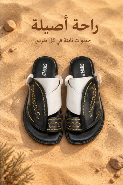 Generic Brand صنادل رجالية جلدية مفتوحة الأصابع مع حلقة للقدم، مزينة بتطريز ذ...