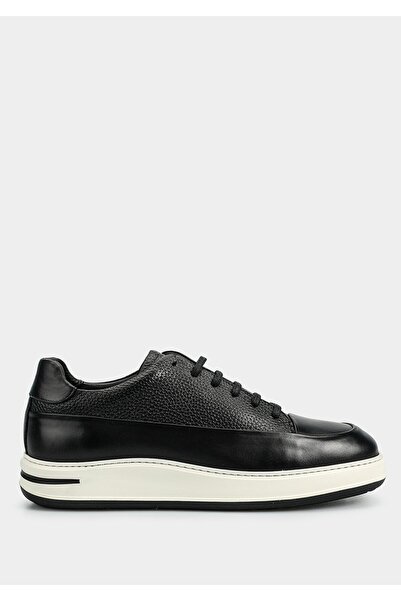 Provoq Black Leather Men's Sneakers